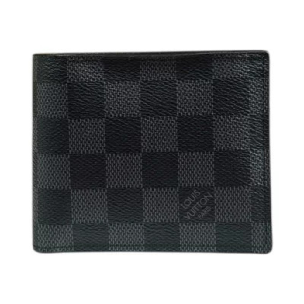 Louis Vuitton Portefeuille Marco NM Damier Graphite Black Bi fold Wallet Canvas
